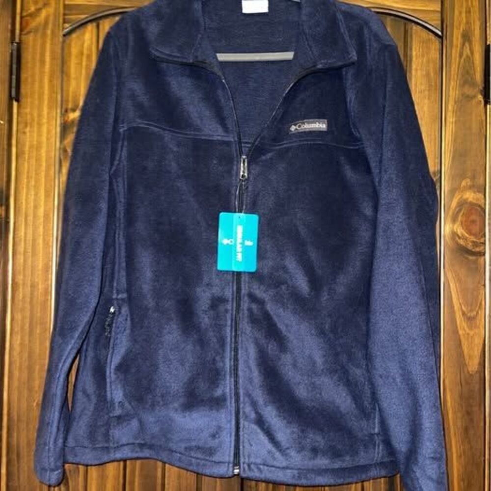 NWT Mens Large Columbia Fleece Jacket Full Zip Blue Casual Fall